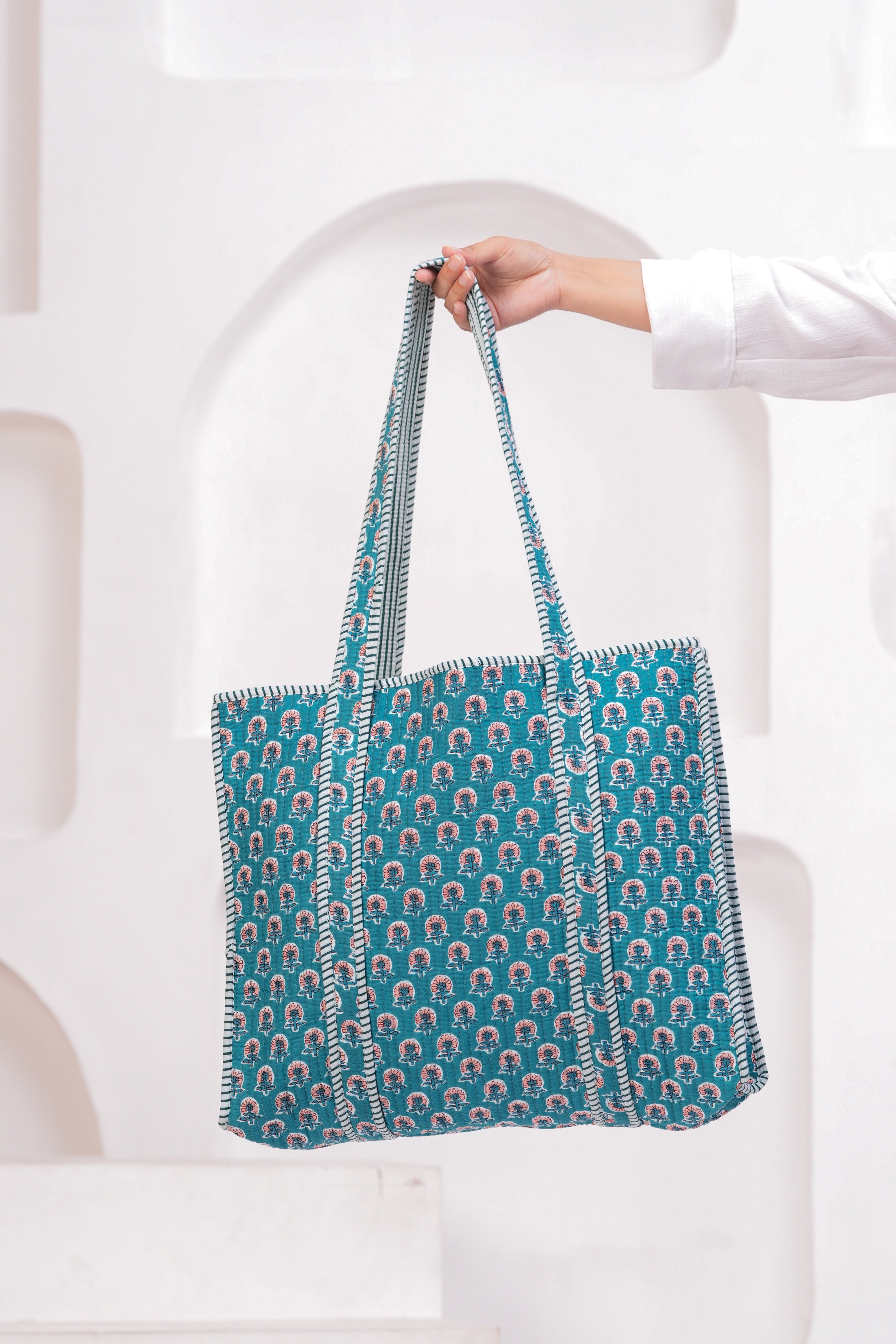 Blue Elegant Style Floral Tote bags - Gift For Elegant Women